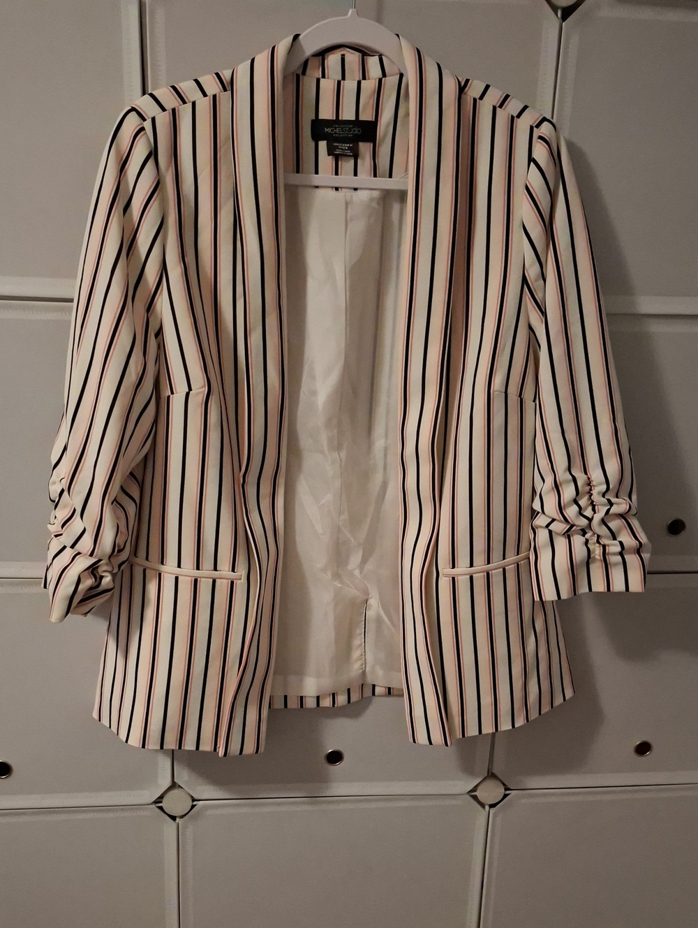 Mossimo Supply Co. Cream Blazer with Black and Blush Stripes